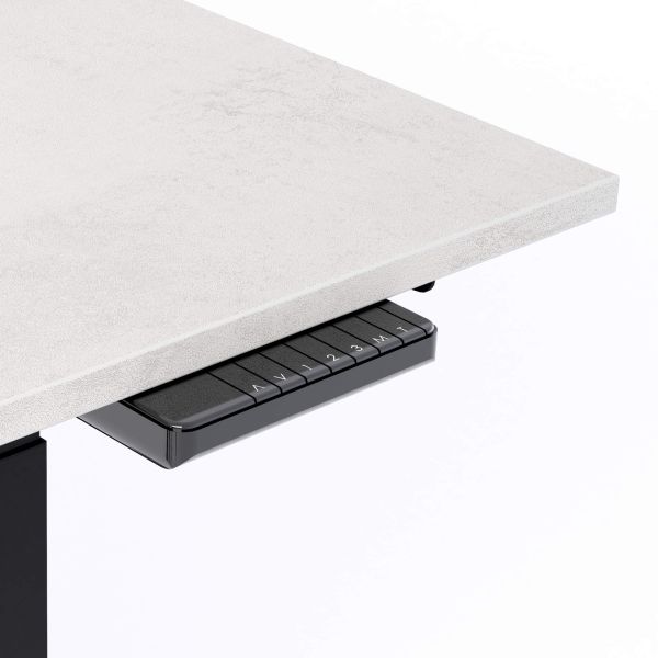 Clara Electric Standing Desk 140x80 Concrete Effect, Grey with Black Legs detail image 2