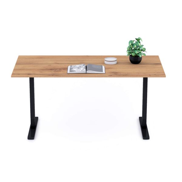 Clara Fixed Height Desk 160x80 Rustic Oak with Black Legs detail image 1