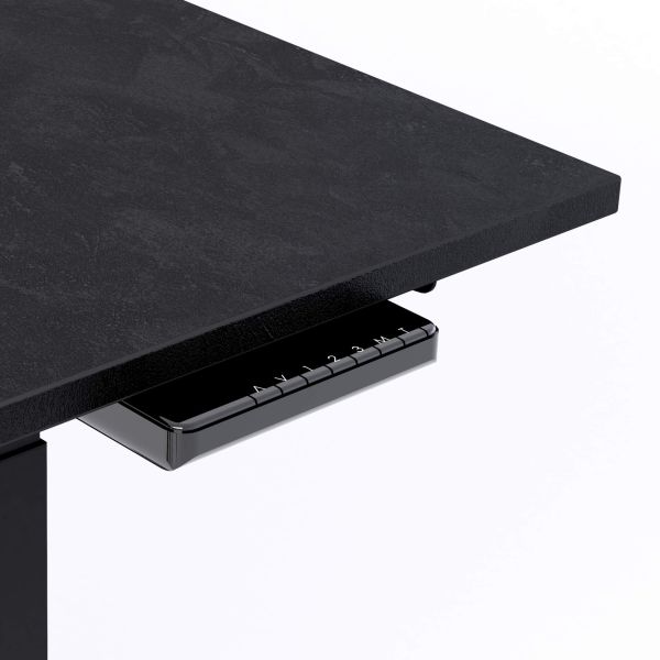 Verstellbarer Schreibtisch Clara 160x80 Schwarz Beton mit schwarzen Beinen Detailbild 2