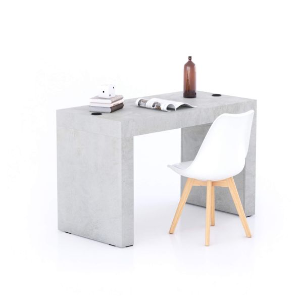 Evolution Desk 120x60 with Wireless Charger, Concrete Effect, Grey with Two Legs main image