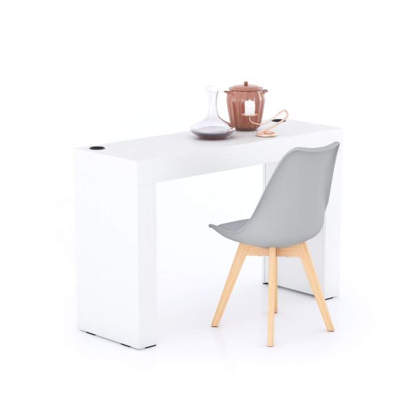 Evolution fester Tisch 120 x 40 mit kabellosem Ladegerät, Esche, Weiß, mit zwei Beinen Hauptbild