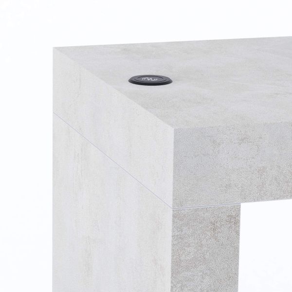 Evolution dining table 180x60 with Wireless Charger, Concrete Effect, Grey with One Leg detail image 1