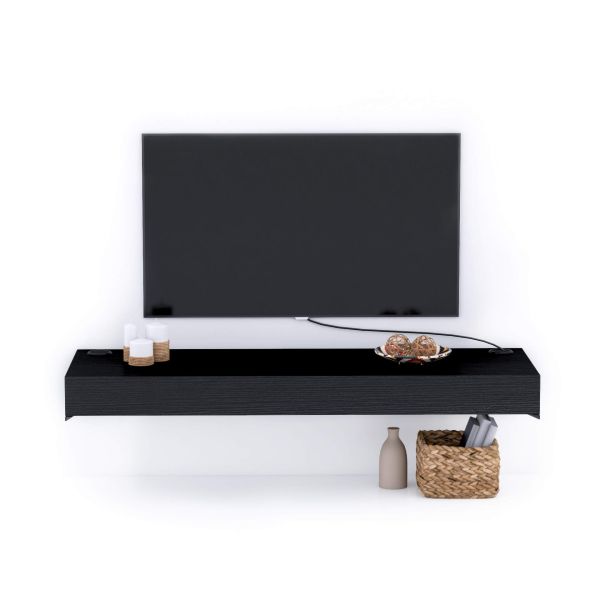 Floating tv stand Evolution 120x40 with Wireless Charger, Ashwood Black detail image 1
