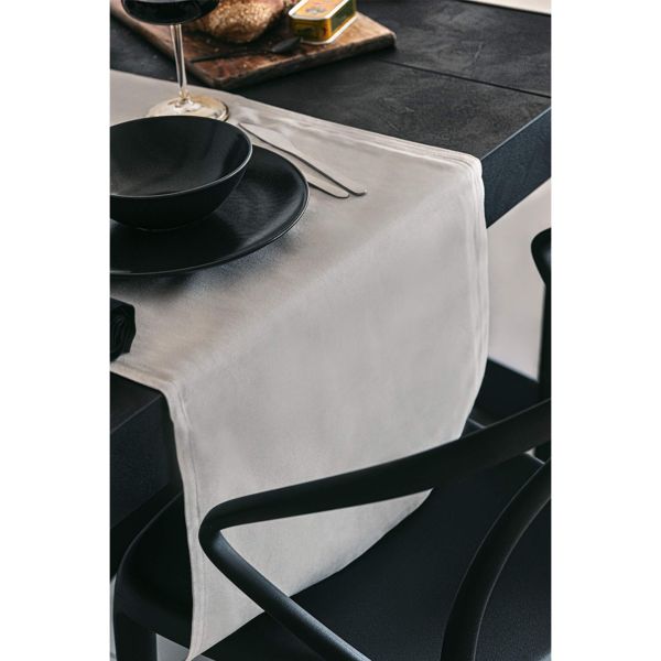 Gioele Cotton table runner 45x150, Light Grey detail image 5