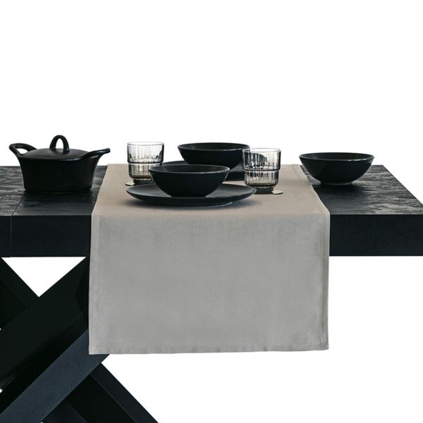 Gioele Cotton table runner 45x180, Light Grey detail image 1