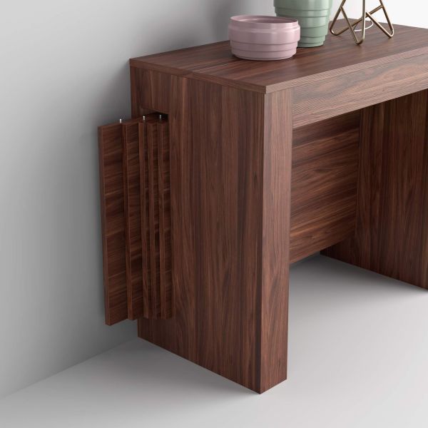 Easy, Extendable Console Table with extension leaves holder,  45(305)x 90 cm, Walnut detail image 1