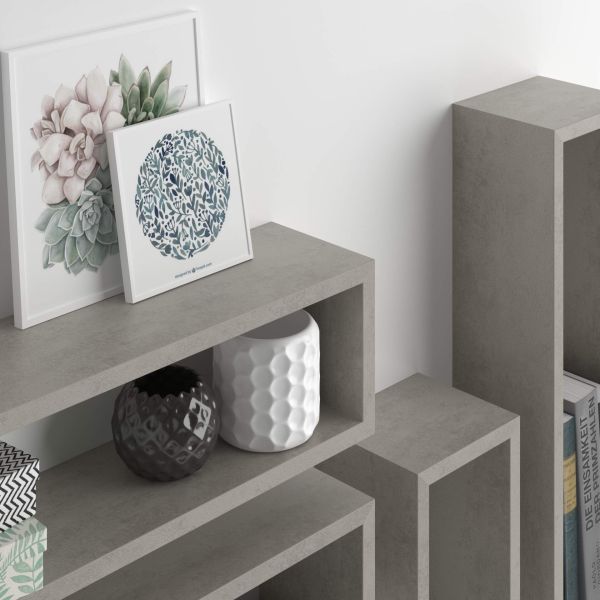 Set de 4 estantes en forma de cubo Iacopo, color Cemento gris imagen detalles 1