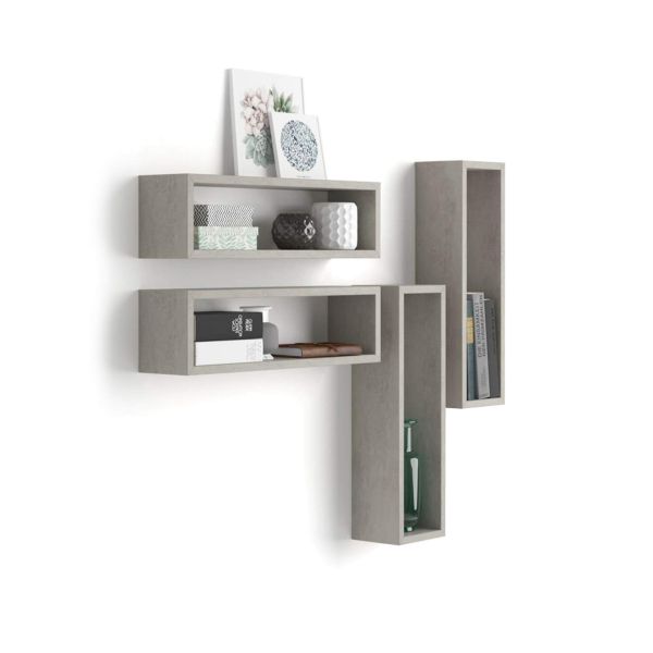 Set de 4 estantes en forma de cubo Iacopo, color Cemento gris imagen principal