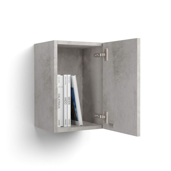 Estante de pared en forma de cubo con puerta Iacopo, color Cemento gris imagen detalles 3
