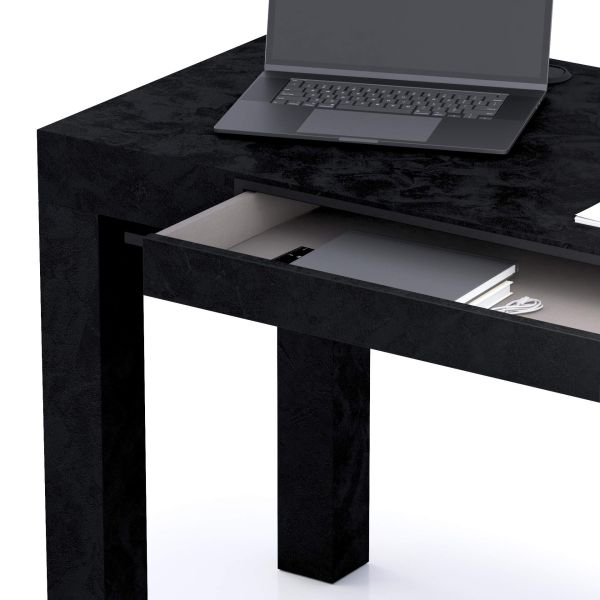 Mesa escritorio com gaveta First, Cimento Preto imagem de pormenor 1
