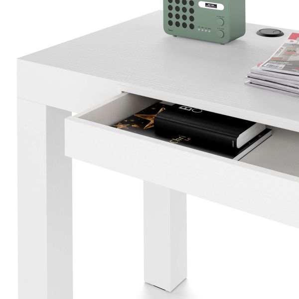 First desk with drawer, Ashwood White detail image 1