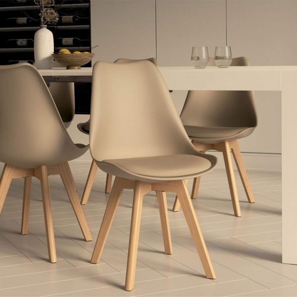 Greta Nordic Style Chairs, Set of 4, Beige set image 1