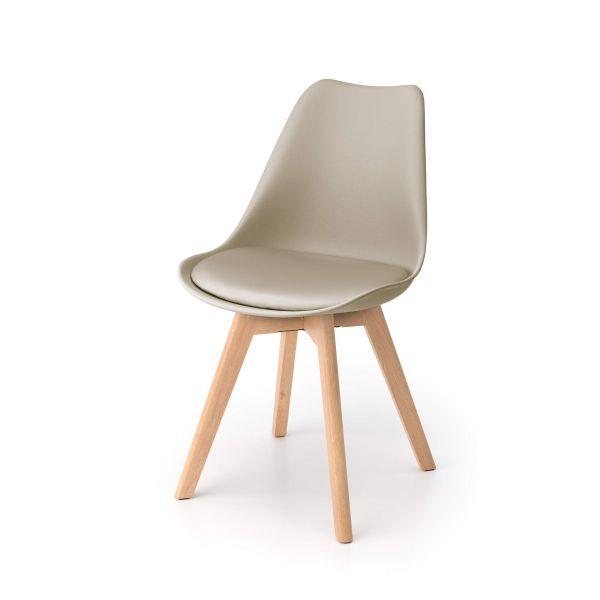 Set de 4 sillas en estilo nórdico Greta, beige imagen detalles 2