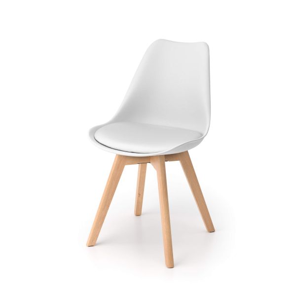 Cadeiras estilo nórdico Greta, Conjunto de 4, Branco imagem de pormenor 2