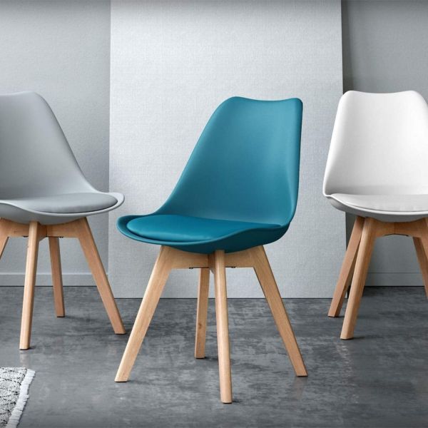 Cadeiras estilo nórdico Greta, Conjunto de 4, Azul Petróleo imagem do conjunto 1