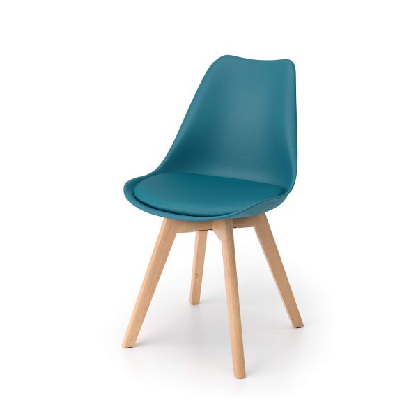 Cadeiras estilo nórdico Greta, Conjunto de 4, Azul Petróleo imagem de pormenor 2