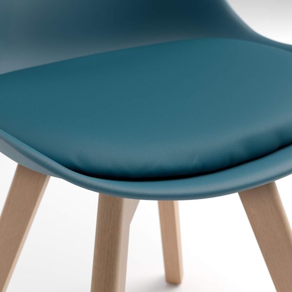 Cadeiras estilo nórdico Greta, Conjunto de 4, Azul Petróleo imagem de pormenor 1