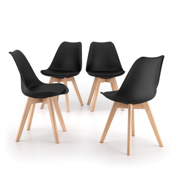 Set de 4 sillas en estilo nórdico Greta, negro imagen principal