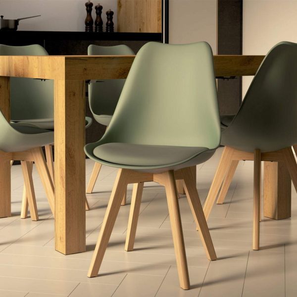 Cadeiras estilo nórdico Greta, Conjunto de 4, Verde imagem do conjunto 1