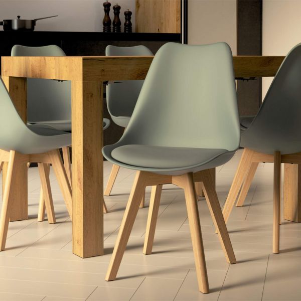 Greta Nordic Style Chairs, Set of 4, Sage Green set image 1