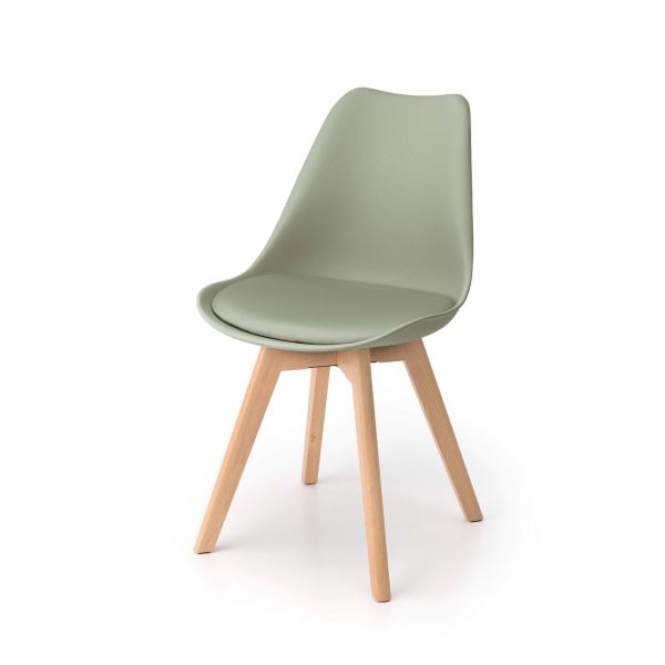 Set de 4 sillas en estilo nórdico Greta, verde imagen detalles 2