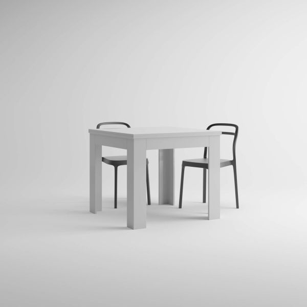 Table carrée extensible, Eldorado, 90x(180)x90 cm, Blanc laqué brillant image détaillée 1