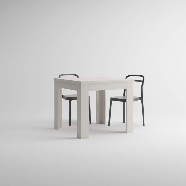 Square extendable dining table, 90x(180)x90 cm, Eldorado, White Ash detail image 1