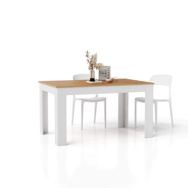 Easy, Extendable dining table, 140(220)x90 cm, Rustik Oak and Ashwood White detail image 2