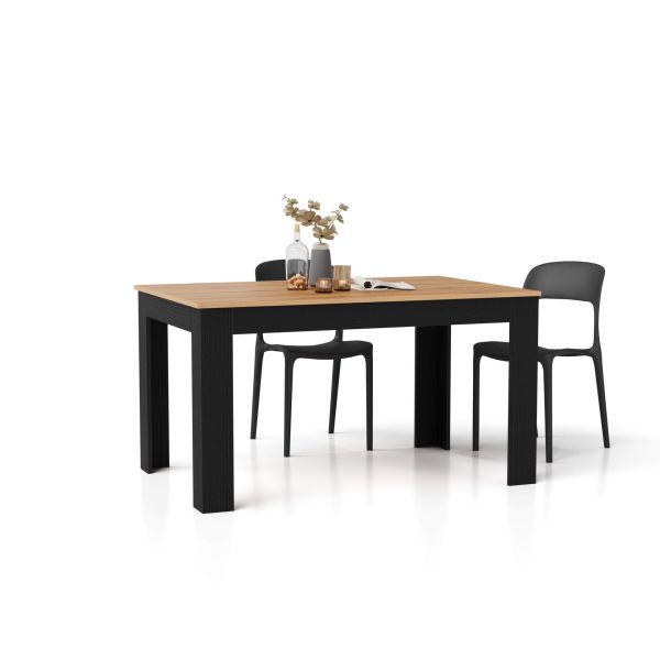 Easy, Extendable dining table, 140(220)x90 cm, Rustic Oak and Ashwood Black detail image 2