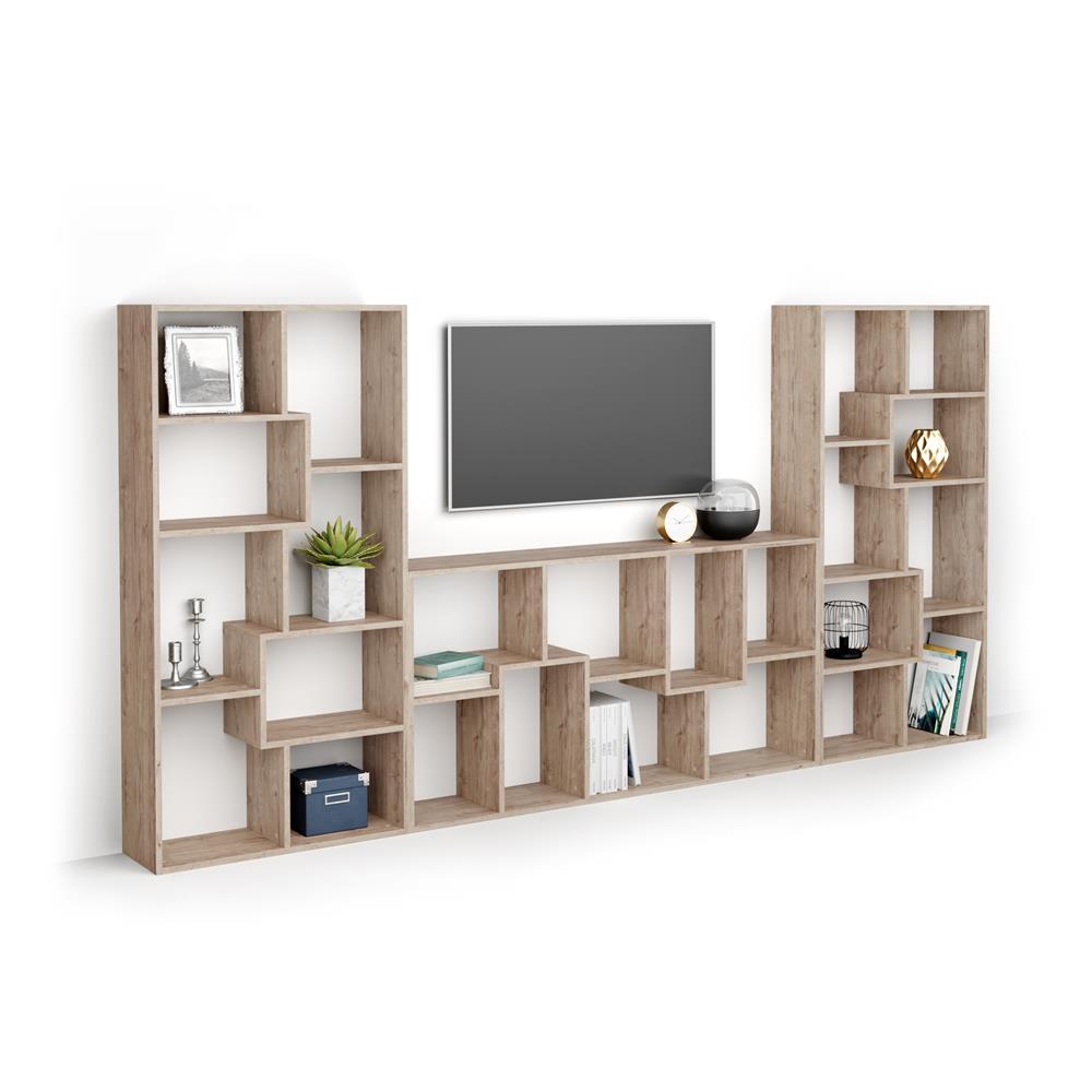 Iacopo Tv Wall Unit Oak Mobili Fiver, Tv Bookcase Wall Unit