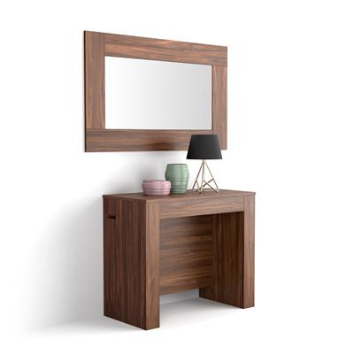 Easy, Extendable Console Table with extension leaves holder, Ashwood Walnut