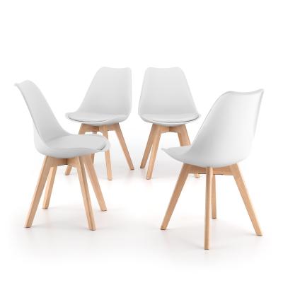 Greta Scandinavian Style Chairs, Set of 4, White