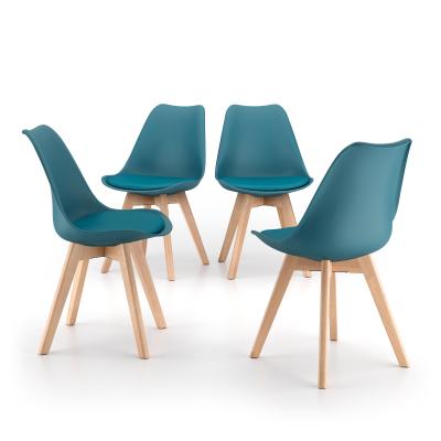 Greta Scandinavian Style Chairs, Set of 4, Blue Petrol