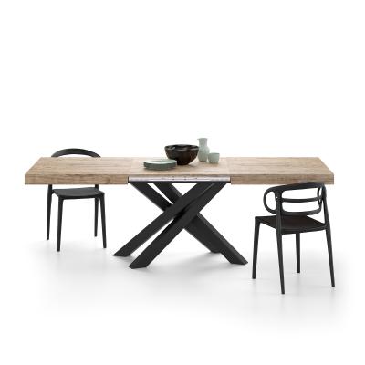 Ausziehbarer Tisch Emma 160, Eiche mit schwarzen X-Beinen