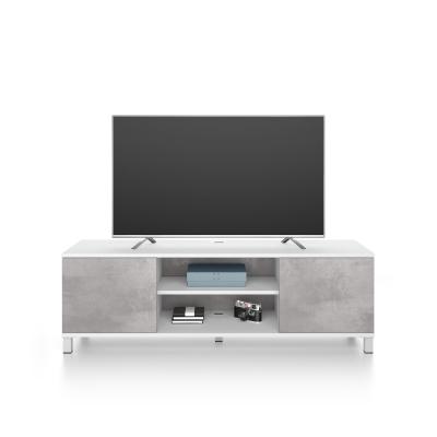 Mueble TV Rachele, color Fresno Blanco - Cemento gris