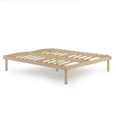 Sommier à lattes en bois grand lit français, 140x190, Hauteur totale 26 cm