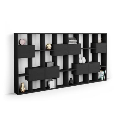Bücherregal Iacopo L mit Türen (160,8 x 314,6 cm), Esche schwarz