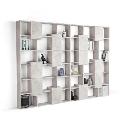 Bücherregal Iacopo XL mit Türen (236,4 x 321,6 cm), grauer Beton