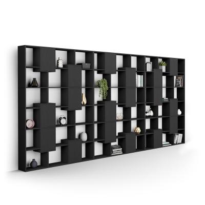 Bibliothèque XXL Iacopo avec portes (482,4 x 236,4 cm), Frêne Noir