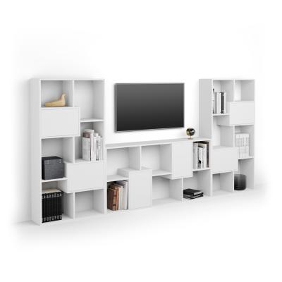 Mueble de TV con puertas Iacopo, color Blanco fresno