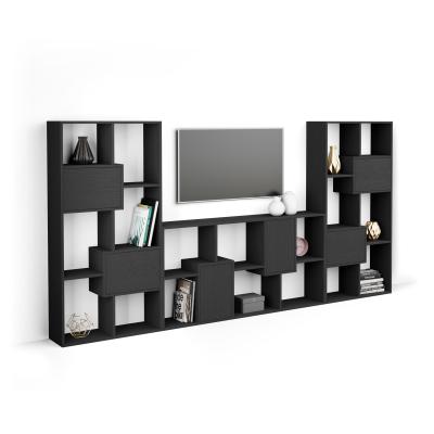 Iacopo, TV wall unit, Black Ash with doors