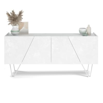 4-doors Emma Sideboard, in White concrete, with white legs