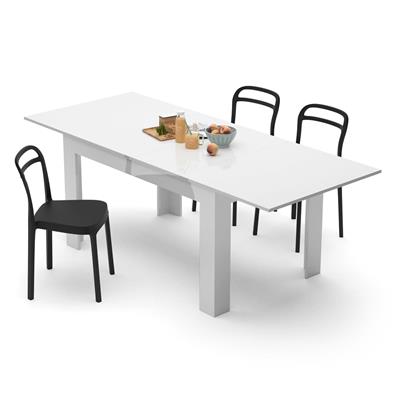 Mesa de cocina extensible, modelo Easy, color blanco brillante
