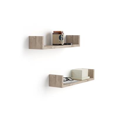 Set of 2 "U"-Shaped Shelves, Iacopo, Oak