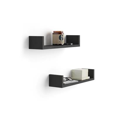 75 x 16,5 x 16,5 cm Mobili Fiver Color Negro Ceniza Par de estantes de MDF Modelo Luxury 