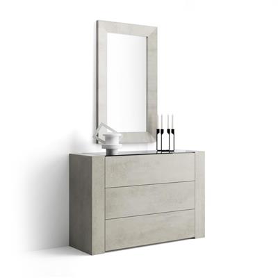 Sideboard with glass top, Iacopo, Grey Concrete