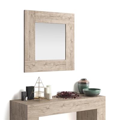 Square wall-mounted mirror, Evolution, Oak
