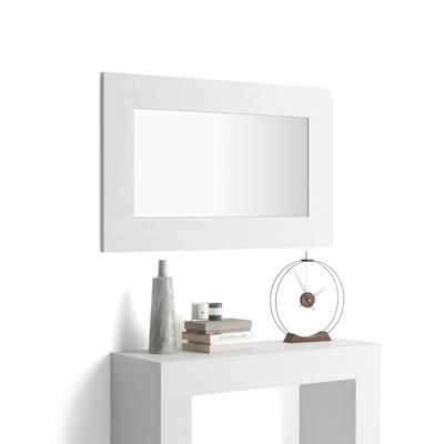 Rectangular wall-mounted mirror, White Ash effect frame, Evolution