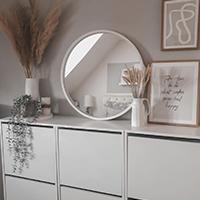 Olivia Round Mirror, 64 cm diameter, Ashwood White
