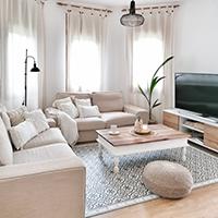Mueble de TV Rachele, color Fresno blanco - Madera rústica